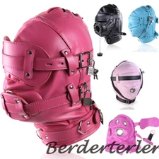 Adjustable PU Leather Mask Head Harness Restraints Fetish Blindfold Cosplay