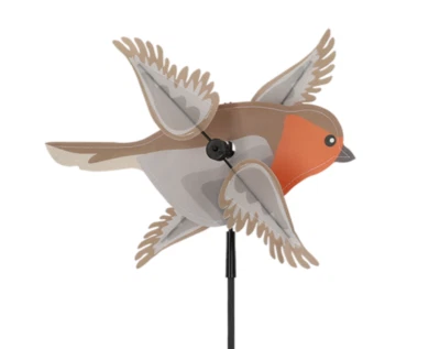 ESSCHERT Ruota eolica gioco a vento giardino mulino a vento palette pettirosso uccellino KG 301