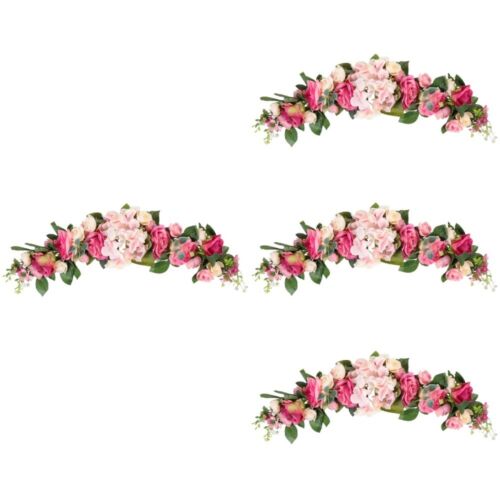 4 Pieces Pink Plastic Wedding Lintel Flowers Faux Centerpieces Spring