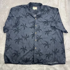 Vtg Paradise Found Shirt Mens 4XL Gray Hawaiian Aloha Camp Resort Beach Palms