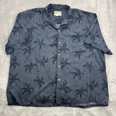 Vintage Paradise Found Shirt Mens 4XL Gray Hawaiian Aloha Camp Beach Palm Trees
