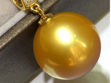 Huge 16mm South Sea Genuine Gold Round Pearl Pendant Men Women Jewelry 1115