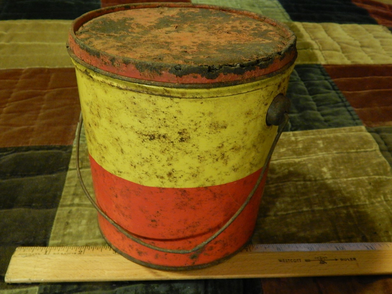 Marhoefer Pure Lard [Muncie, Indiana] 4 Lbs Net Wt. METAL Bucket PAIL