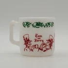 Vintage  1960’s Hazel Atlas Tom Jerry Auld Lang Syne  Milk Glass Cup Mug Egg Nog
