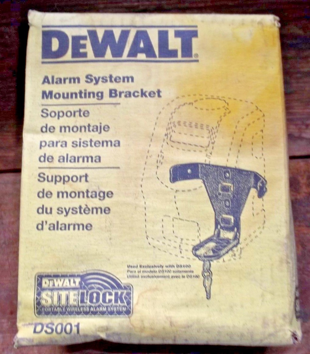 DEWALT SITE LOCK ALARM SYSTEM MOUNTING BRACKET DS001 FOR DS100 BASE UNIT W/ KEYS