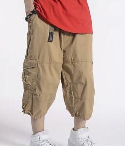 Fashion Men Short Cargo Pants Cotton Loose Youth Pockets Casual Shorts Overalls