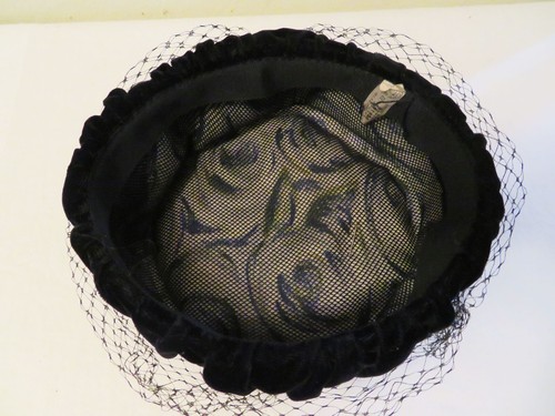 Vintage Starry Night Style Velvet Pillbox Fascinator Hat - Picture 8 of 9