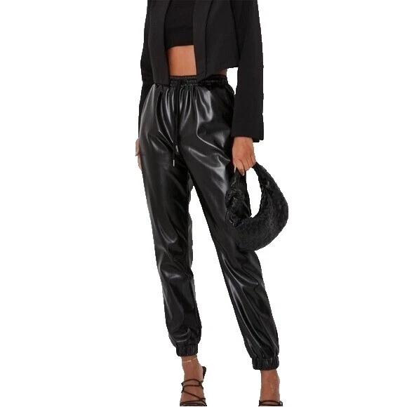 Pantalones de Cuero Sintético Negro Missguided para Mujeres