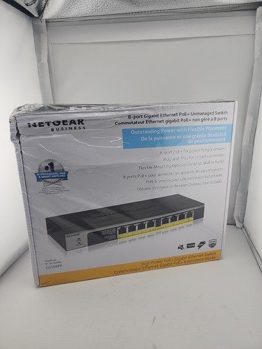 NETGEAR GS108PP 8-Port Gigabit Ethernet PoE plus Unmanaged Switch Sealed