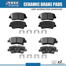 Front and Rear Ceramic Brake Pads w/Hardware for Hyundai Elantra GT Veloster Kia