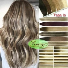 Super Tape In Hair Extensions Invisible Seamless Skin Weft Human Hair 16-24inch