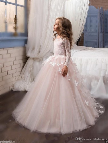 long sleeves ball gown communion dress 