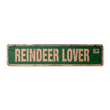 REINDEER LOVER Vintage Street Sign christmas santa north pole animal
