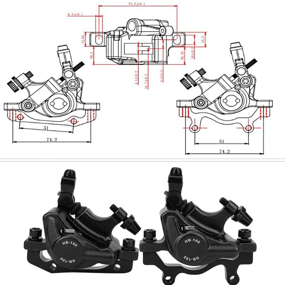 ZOOM XTECH HB100 MTB Bike Hydraulic Disc Brake Calipers Front Rear Line Pulling - Image 3 of 4