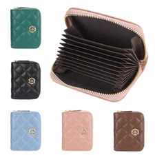 Women's Credit Card Slot Wallet PU Leather Pocket Card Holder Zip Card Purse Bag