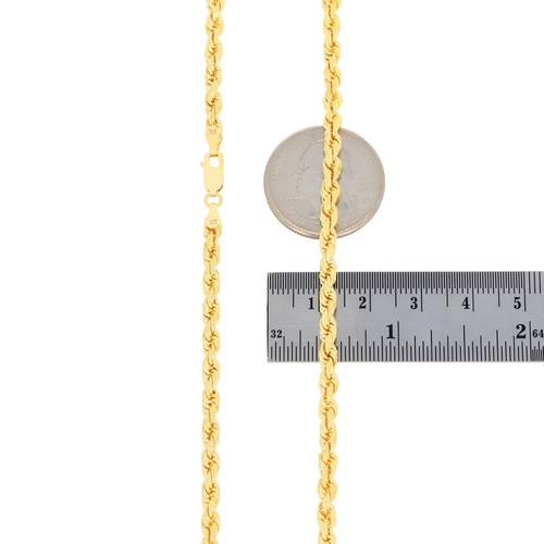 Collar de cadena de cuerda con corte de diamante de 2 mm-7 mm de oro amarillo de 14 quilates para hombre y mujer de 16"-30" - Imagen 21 de 40