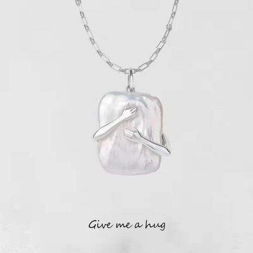 SALE, Fashion Jewellery Unique "Give me a Hug" Baroque Pearl Pendant, Nice Gift - Picture 2 of 7