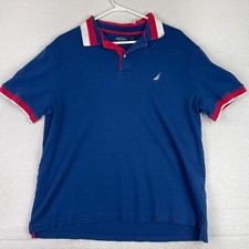 Nautica Polo Shirt Men's Medium Navy Blue 100 Cotton Collared