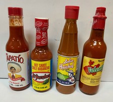 MEXICAN HOT SAUCE 4 pk Bundle Tapatio, Huichol,Valentina,Yucateco 5oz