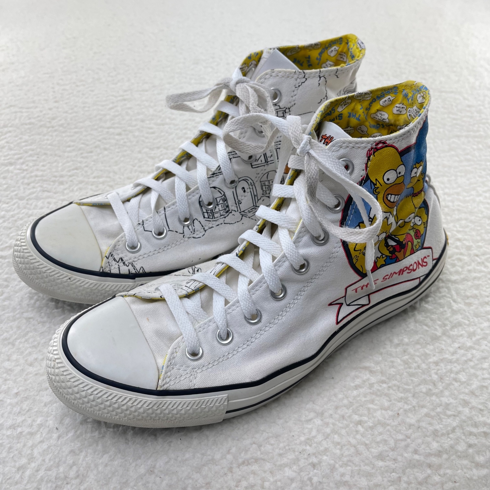 Desbordamiento Rocío Velas The Simpsons x Converse Shoes Mens 11.5 White Chuck Taylor All Star Hi 25th  | eBay