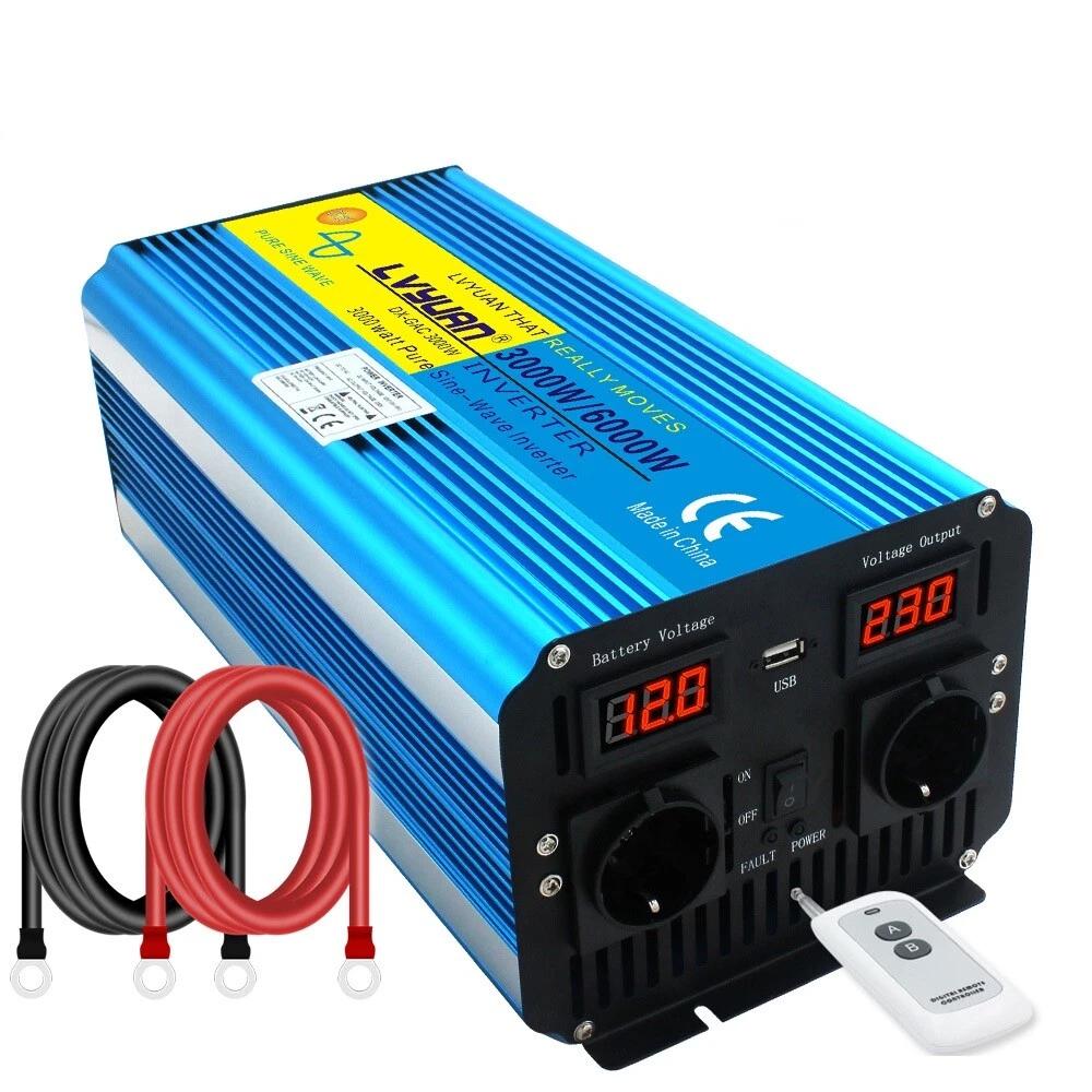 3000W 6000W Reiner Sinus Spannungswandler 12V-230V Wechselrichter