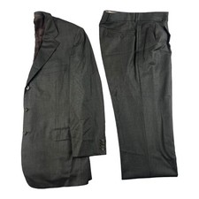 Ermenegildo Zegna Brown Taupe Wool Mens Suit Size 44R Pant 32x28