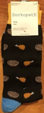 Sockopath Chicken + Waffles Crew Socks Mens Shoe Size 6-12 Black 1 Pair $15