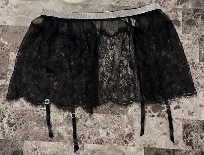 NWT VICTORIA'S SECRET XS/S BLACK LACE SILVER SHINE
