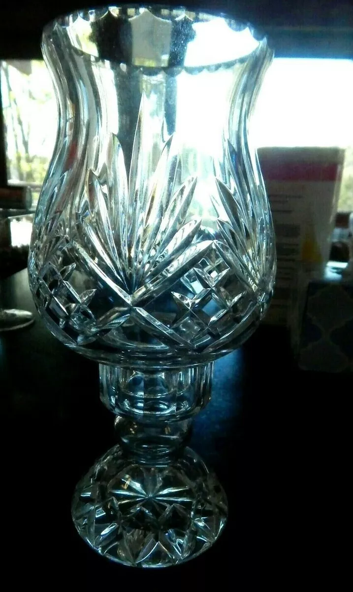 BEAUTIFUL 2 Piece HEAVY Cut Crystal Hurricane Lamp Candle Holder GIFT QUALITY