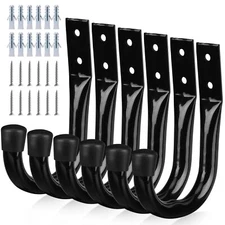 6 Pack Heavy Duty Garage Storage Hooks Wall Mount J Hooks for Hanging Tools