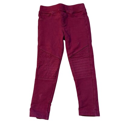 Tea Collection Burgundy Ponte Jeggings Size 5 Quilted Knee Accents