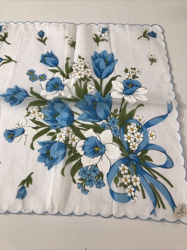 Vintage Ladies Hankies Lot Of 10 SHADES OF BLUE TONES - Picture 3 of 12