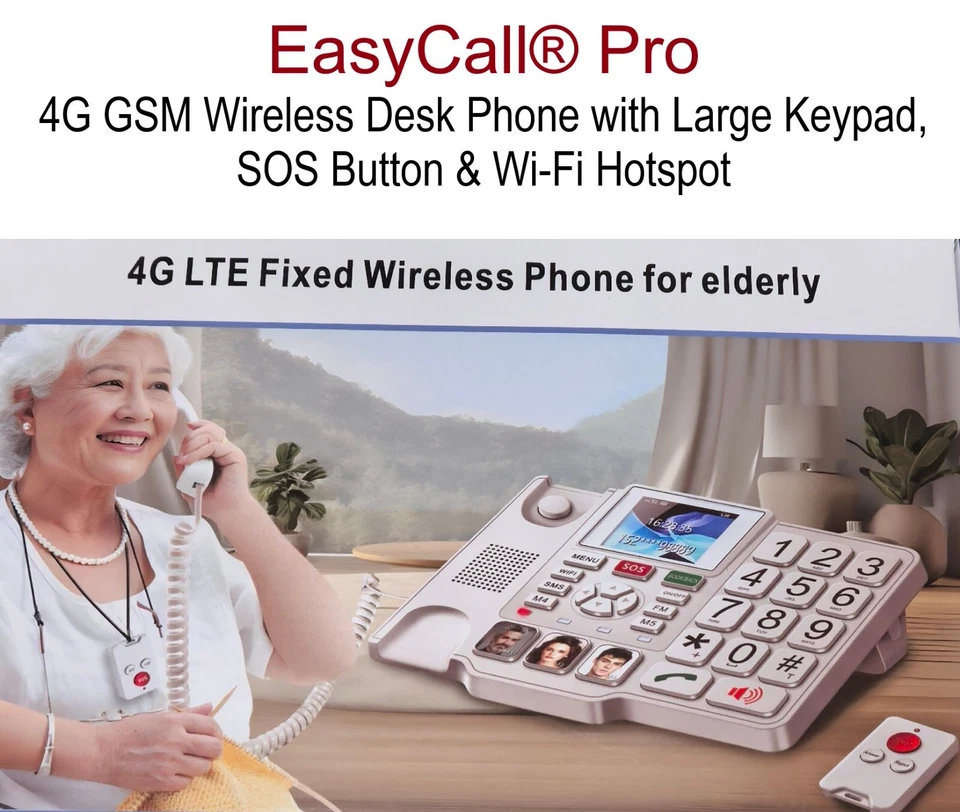 EasyCall® PRO 4G GSM SOS PHONE FOR SENIORS, CARE HOMES, AND ACCESSIBLE LIVING - Image 3 of 4