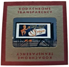 Kodachrome Red Border Slide | *1949* LANGENDORF BREAD BABY Billboard Sign Ad