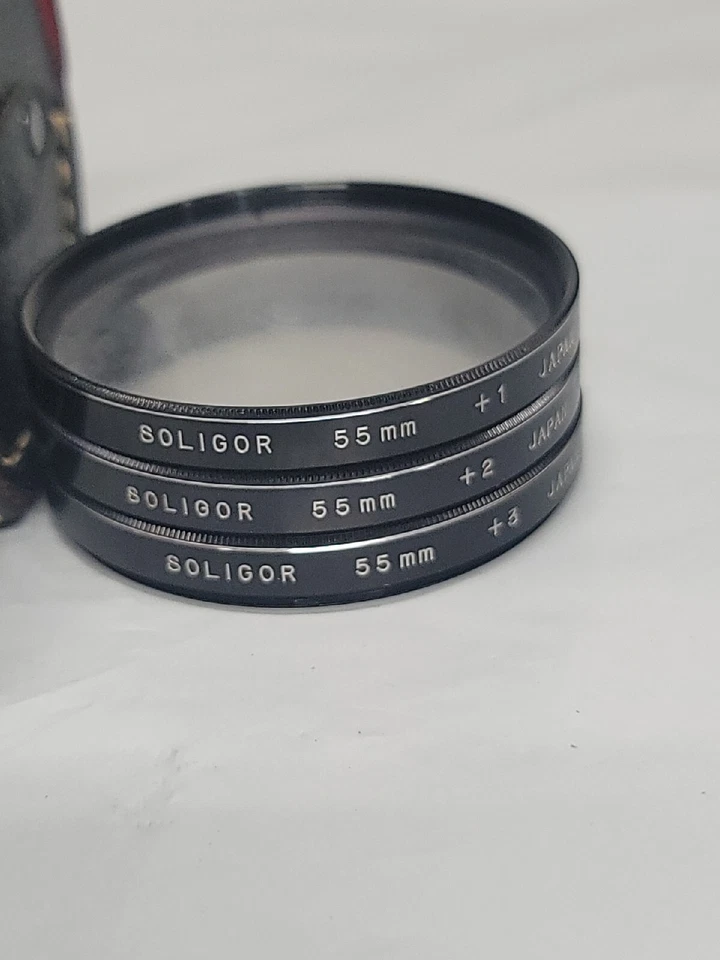 Vintage Soligor 55mm Close Up Macro +1 +2 +3 Lens Filter Set of 3 Original Case - Image 2 of 4