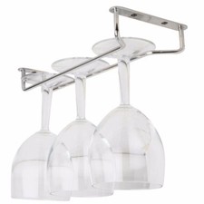 BarBits Chrome Plated Wine Glass Rack - 10", 16", 24" Kitchen Glassware Rail