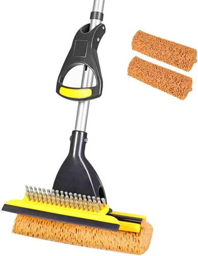 CLEANHOME Magic Garage Sponge Floor Mop Bathroom Cleaner W Squeegee and Brush