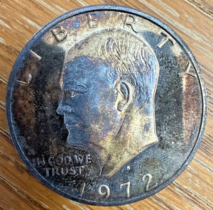 1972 S IKE SILVER Dollar Proof Tone Color