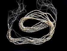 6 Strands 5mm-6mm Freshwater Biwa Rice Pearl 15", New