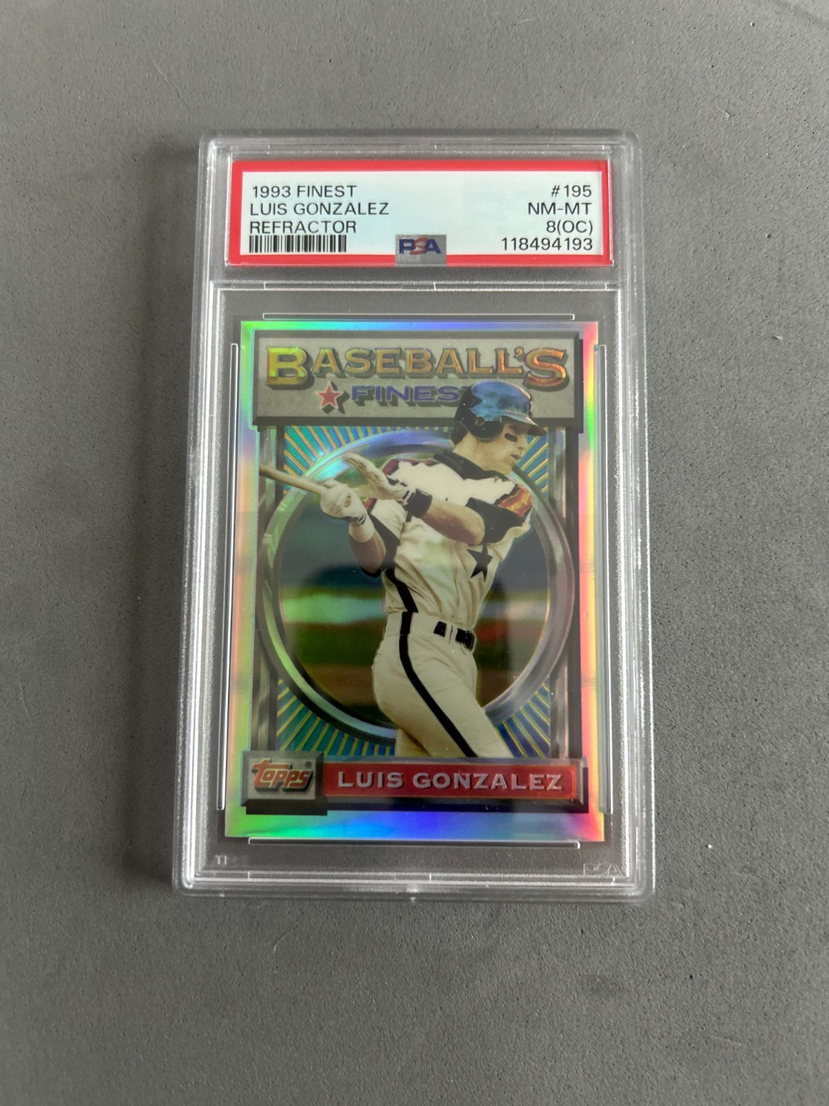 1993 Topps Finest Refractor #195 Luis Gonzalez PSA 8 NM-MT Diamondbacks Astros