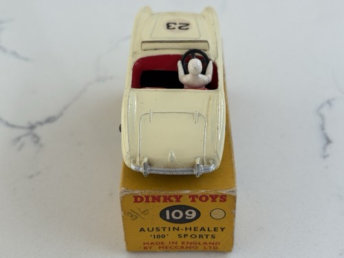 DINKY 109 AUSTIN HEALEY 100 SPORTS, CREAM, VERY NEAR MINT, GOOD ORIGINAL BOX - Picture 6 of 10