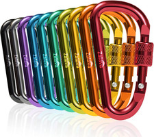 10Pcs 2 D-Clip Durable Locking Carabiner Keychain Clip,Keychain Clip Hook