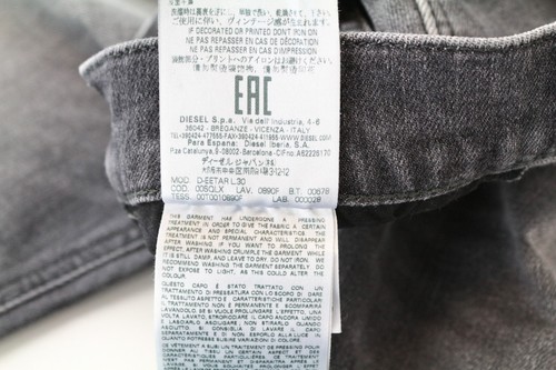 DIESEL D-Eetar 0890F W31 L30 Grey Carrot Stretch Fit Jeans Men's Tapered Ripped - Picture 9 of 9