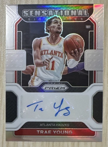 2021-22 Panini Prizm Sensational Signatures Silver Prizm Trae Young #SS-TYG Auto