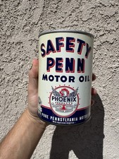 Safety Penn Motor Oil Quart Can NOS FULL RARE Phoenix Motor Oil Can Augusta GA