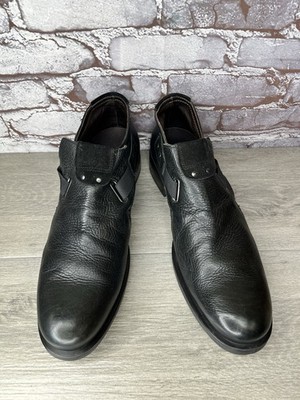 Bacco Bucci Llorente Black Leather Calfskin Side Strap Low Cut Boots Men Sz 12US