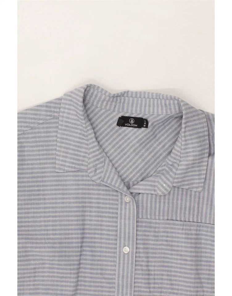 VOLCOM Womens Shirt UK 14 Large Blue Striped Cotton CJ28 - Image 3 of 3