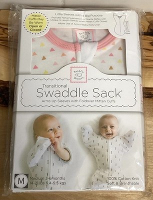 Swaddle Sack Med 3-6 Mos Baby Infant Girl Swaddle White Pink Triangle Pattern