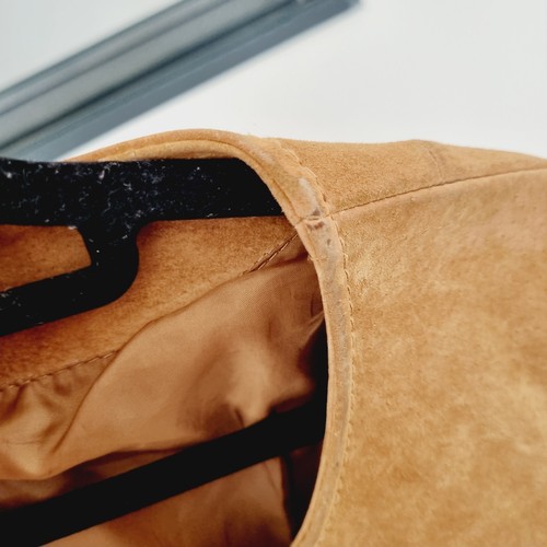 Mango Rare Vintage 90s Tan Real Suede Leather Western Fringed Jacket XS Cowgirl - Picture 6 of 13