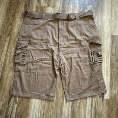 GALAXY BY HARVIC Men's Distressed Vintage Belted Cargo Shorts Size 48 NWOT